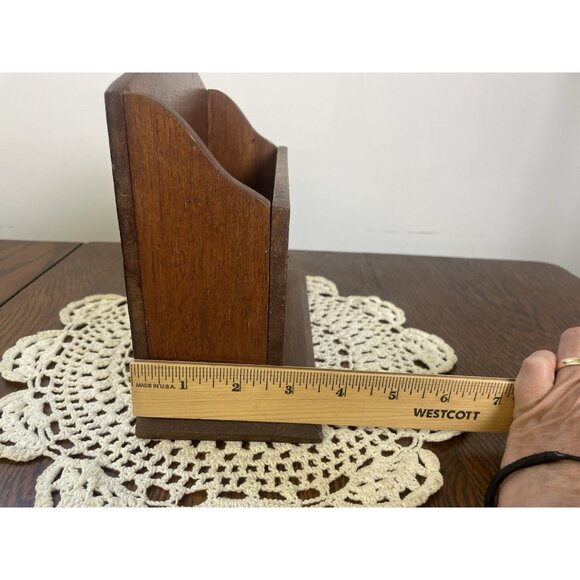 Vintage 1960’s Hand Crafted Wooden Letter Holder Desk Top Style Caddy Organizer - Picture 12 of 12